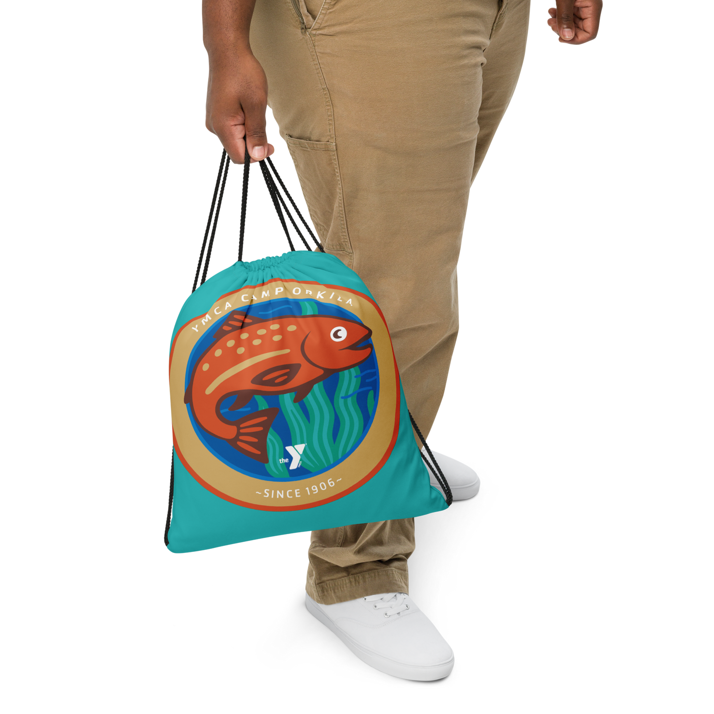Salmon Run Drawstring Bag